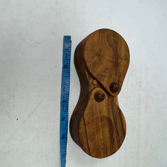 Handcrafted Olive Wood Dual Salt Box | Double Swivel Lid Spice Cellar - Picture 6 of 6